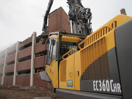 High Reach Demolition of Parking Garage